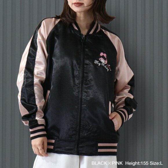 NEW Sanrio My Melody Sweet Lolita Black Pink Bomber Jacket - Picture 4 of 6
